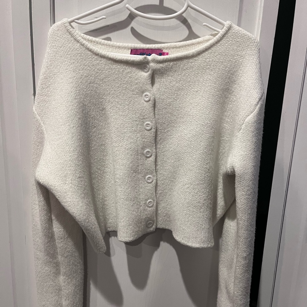 White edikted cropped cardigan
